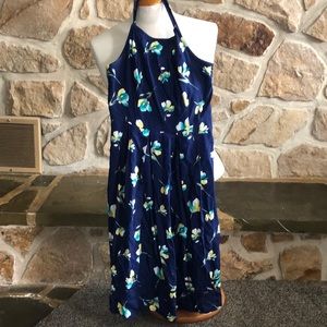 Navy blue floral summer dress